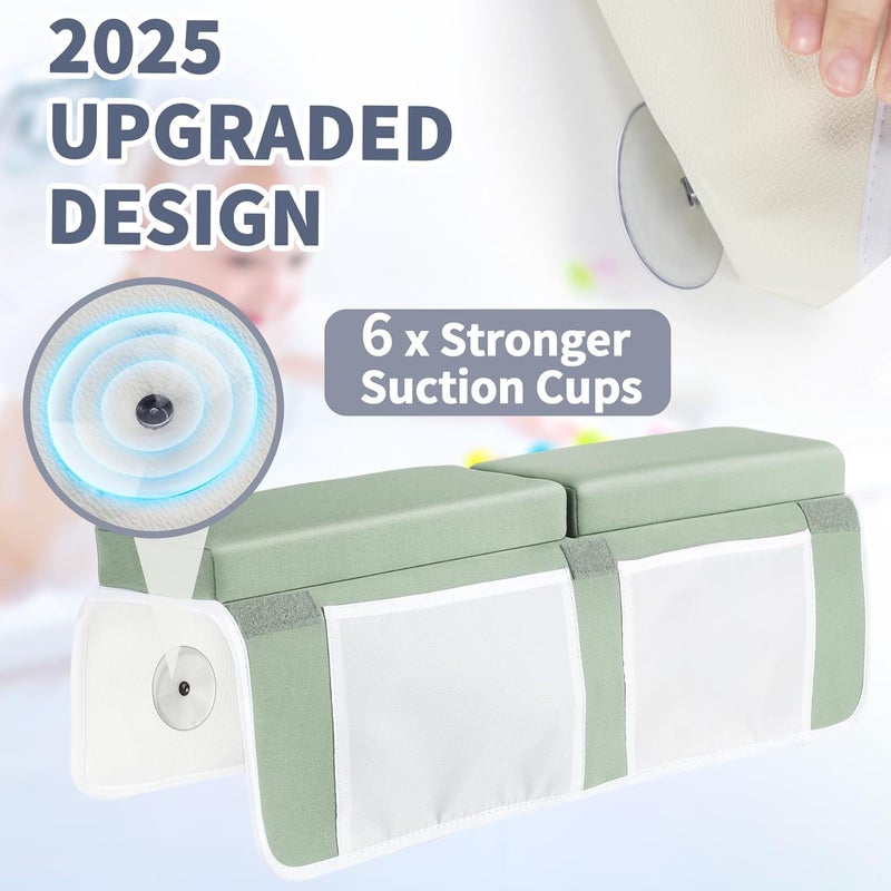 URMYWO Bath Kneeler and Elbow Rest Pad Set - 1.5" Thick Baby Bath Kneeler Pads with Toys Organizer, Anti-Slip Cozy Knee & Arm Support Bathtub Mat, Quick Dry Kneeling Pad for Baby Bath Time - Image 3